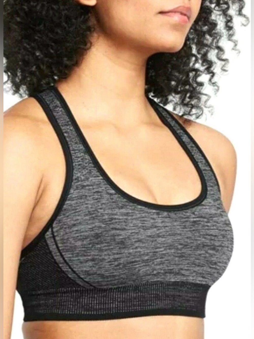 All in Motion Gray Black Space Dye Seamless Racerback Sports Bra Size Medium